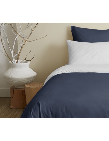 Pack complet 6 pièces Marine/Blanc réversible housse de couette pour lit 140 x 190 cm