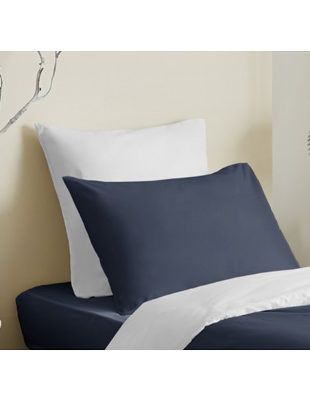Pack complet 4 pièces Marine/Blanc réversible housse de couette pour lit 90 x 190 cm