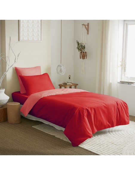Pack complet 4 pièces Capucine/Clémentine réversible housse de couette pour lit 90 x 190 cm