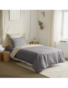 Pack complet 4 pièces Taupe/Lin réversible housse de...