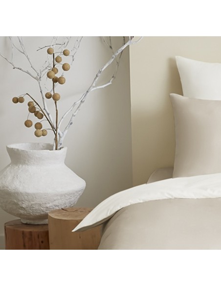 Pack complet 4 pièces Lin/Blanc réversible housse de couette pour lit 90 x 190 cm