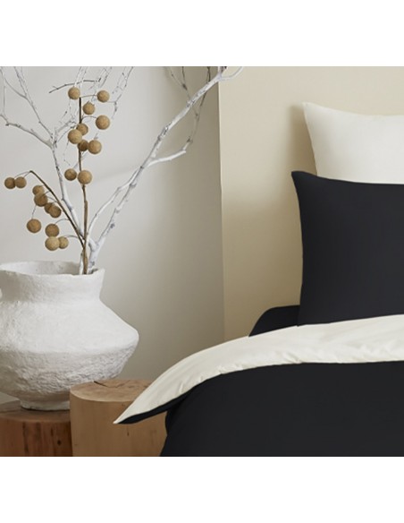 Pack complet 4 pièces Noir/Blanc réversible housse de couette pour lit 90 x 190 cm