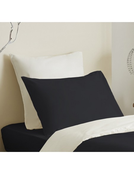 Pack complet 4 pièces Noir/Blanc réversible housse de couette pour lit 90 x 190 cm