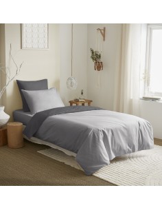 Pack complet 4 pièces Gris/Anthracite réversible housse...