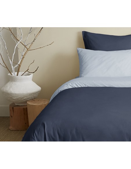 Pack complet 6 pièces Marine/Bleu Ciel réversible housse de couette pour lit 180 x 200 cm "King size"