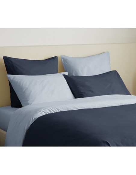 Pack complet 6 pièces Marine/Bleu Ciel réversible housse de couette pour lit 160 x 200 cm