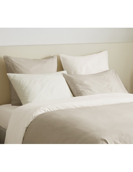 Pack complet 6 pièces Lin/Blanc réversible housse de couette pour lit 180 x 200 cm "King size"