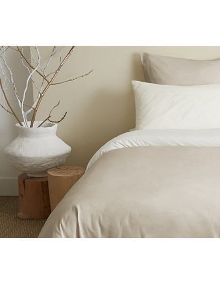 Pack complet 6 pièces Lin/Blanc réversible housse de couette pour lit 180 x 200 cm "King size"