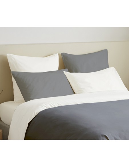 Pack complet 6 pièces Anthracite/Blanc réversible housse de couette pour lit 180 x 200 cm "King size"