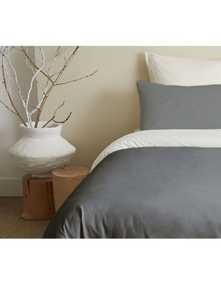 Pack complet 6 pièces Anthracite/Blanc réversible housse de couette pour lit 180 x 200 cm "King size"