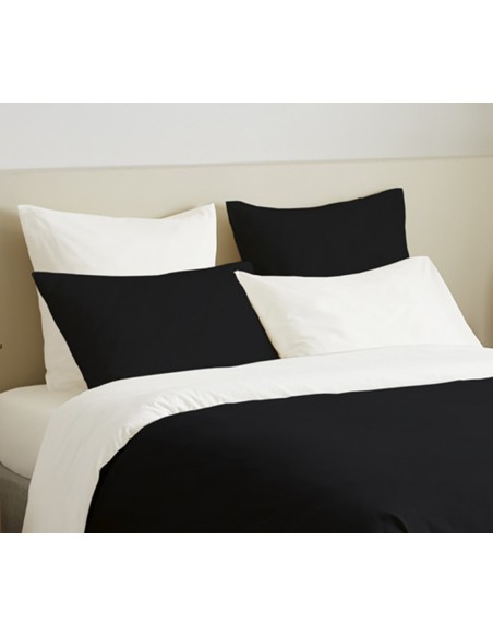 Pack complet 6 pièces Noir/Blanc réversible housse de couette pour lit 180 x 200 cm "King size"