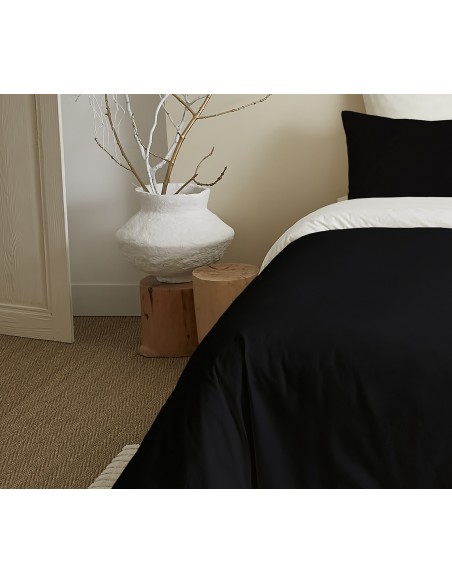 Pack complet 6 pièces Noir/Blanc réversible housse de couette pour lit 160 x 200 cm