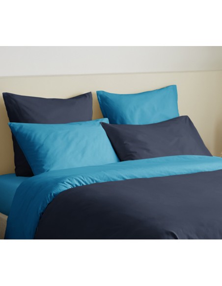 Pack complet 6 pièces Marine/Turquoise réversible housse de couette pour lit 160 x 200 cm