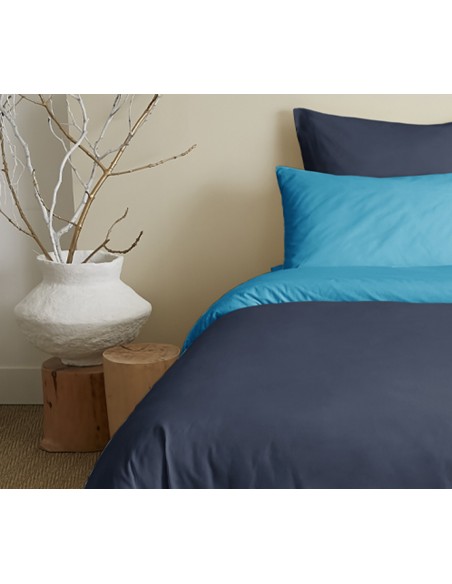 Pack complet 6 pièces Marine/Turquoise réversible housse de couette pour lit 160 x 200 cm