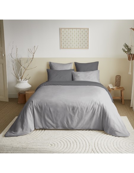 Pack complet 6 pièces Gris/Anthracite réversible housse de couette pour lit 180 x 200 cm "King size"