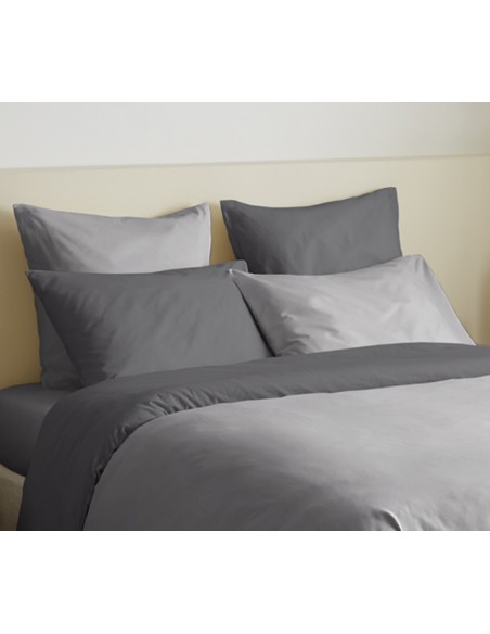 Pack complet 6 pièces Gris/Anthracite réversible housse de couette pour lit 180 x 200 cm "King size"