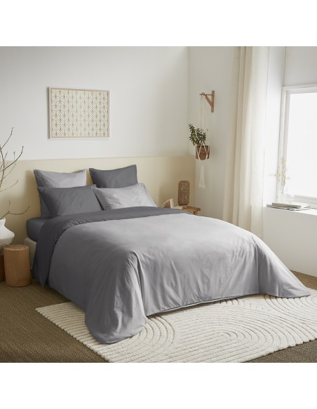 Pack complet 6 pièces Gris/Anthracite réversible housse de couette pour lit 140 x 190 cm