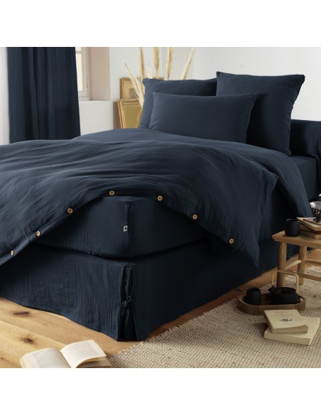 Drap housse "Gaïa" 140 x 190 bonnet de 30 cm "Gaze de Coton" l'Effet Papillon