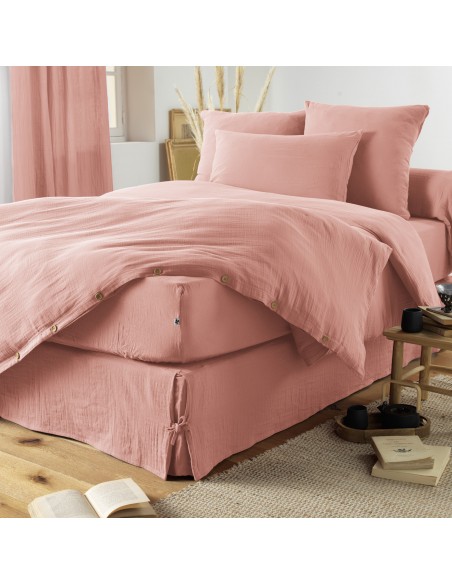 Drap housse "Gaïa" 140 x 190 bonnet de 30 cm "Gaze de Coton" l'Effet Papillon
