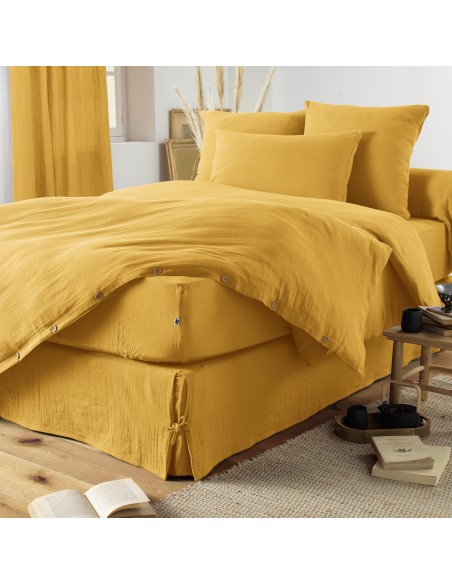 Drap housse "Gaïa" 140 x 190 bonnet de 30 cm "Gaze de Coton" l'Effet Papillon