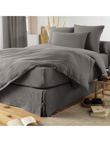 Drap housse "Gaïa" 160 x 200 bonnet de 30 cm "Gaze de Coton" l'Effet Papillon