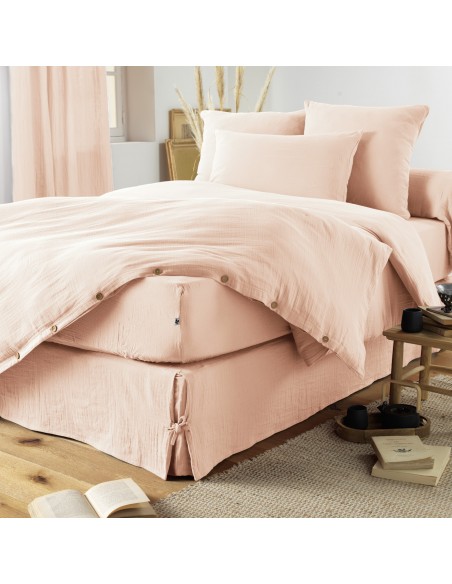 Drap housse "Gaïa" 180 x 200 bonnet de 30 cm "Gaze de Coton" l'Effet Papillon