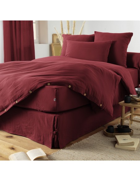 Drap housse "Gaïa" 180 x 200 bonnet de 30 cm "Gaze de Coton" l'Effet Papillon