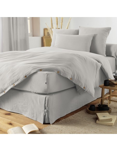 Drap housse "Gaïa" 200 x 200 bonnet de 30 cm "Gaze de Coton" l'Effet Papillon