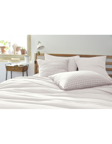 Taie d'oreiller Tissé-teint petits carreaux Déco "Gaïa Mix" 60 x 60 cm Gaze de Coton l'Effet Papillon