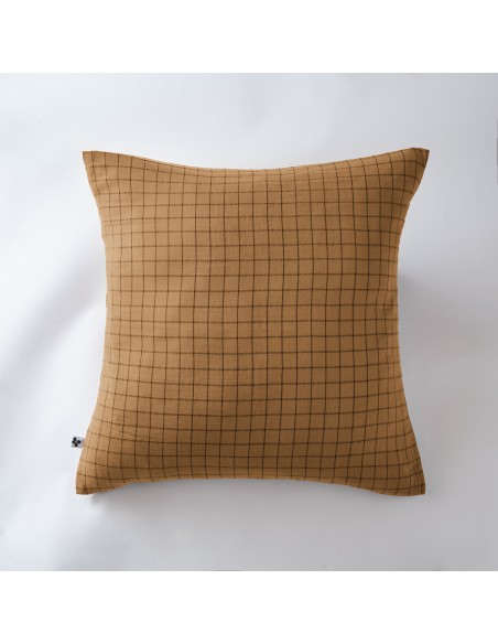 Taie d'oreiller Tissé-teint petits carreaux Déco "Gaïa Mix" 60 x 60 cm Gaze de Coton l'Effet Papillon