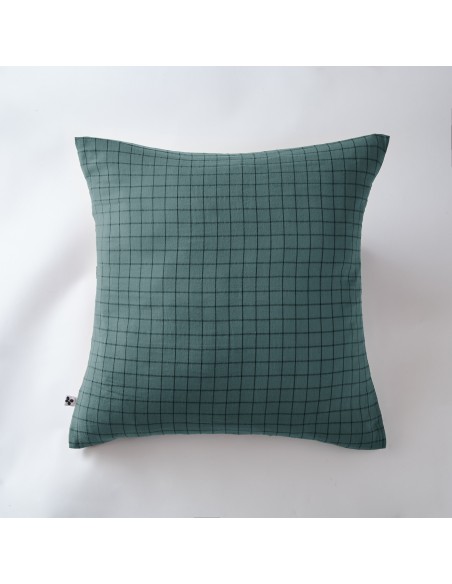 Taie d'oreiller Tissé-teint petits carreaux Déco "Gaïa Mix" 60 x 60 cm Gaze de Coton l'Effet Papillon