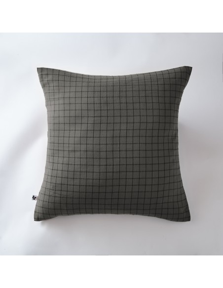 Taie d'oreiller Tissé-teint petits carreaux Déco "Gaïa Mix" 60 x 60 cm Gaze de Coton l'Effet Papillon