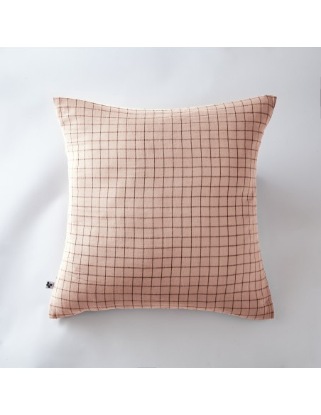 Taie d'oreiller Tissé-teint petits carreaux Déco "Gaïa Mix" 60 x 60 cm Gaze de Coton l'Effet Papillon