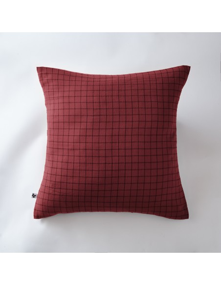 Taie d'oreiller Tissé-teint petits carreaux Déco "Gaïa Mix" 60 x 60 cm Gaze de Coton l'Effet Papillon