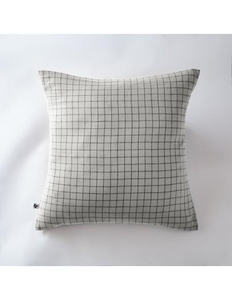 Taie d'oreiller Tissé-teint petits carreaux Déco "Gaïa Mix" 60 x 60 cm Gaze de Coton l'Effet Papillon