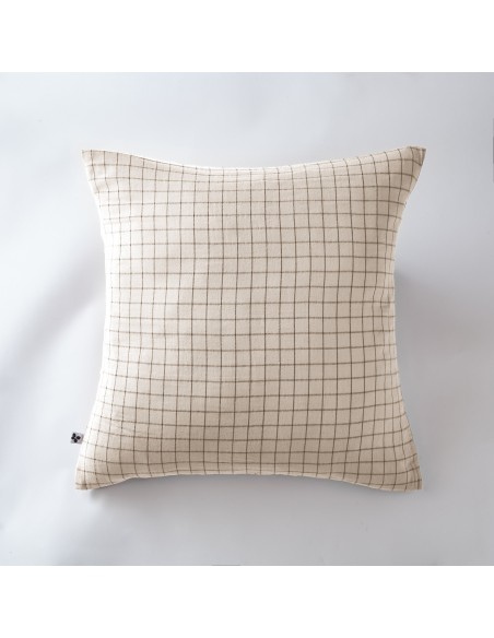 Taie d'oreiller Tissé-teint petits carreaux Déco "Gaïa Mix" 60 x 60 cm Gaze de Coton l'Effet Papillon