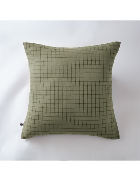 Taie d'oreiller Tissé-teint petits carreaux Déco "Gaïa Mix" 60 x 60 cm Gaze de Coton l'Effet Papillon