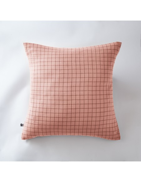 Taie d'oreiller Tissé-teint petits carreaux Déco "Gaïa Mix" 60 x 60 cm Gaze de Coton l'Effet Papillon