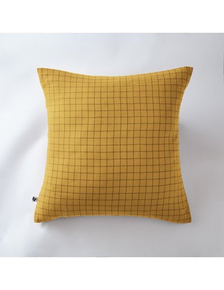 Taie d'oreiller Tissé-teint petits carreaux Déco "Gaïa Mix" 60 x 60 cm Gaze de Coton l'Effet Papillon