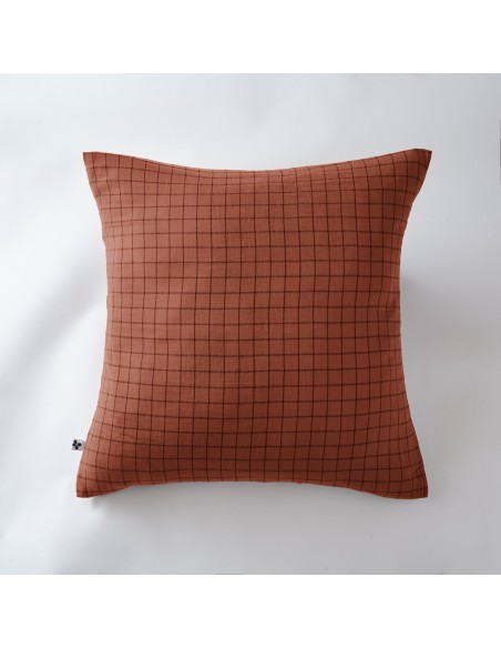 Taie d'oreiller Tissé-teint petits carreaux Déco "Gaïa Mix" 60 x 60 cm Gaze de Coton l'Effet Papillon