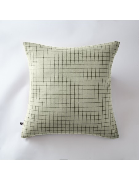 Taie d'oreiller Tissé-teint petits carreaux Déco "Gaïa Mix" 60 x 60 cm Gaze de Coton l'Effet Papillon