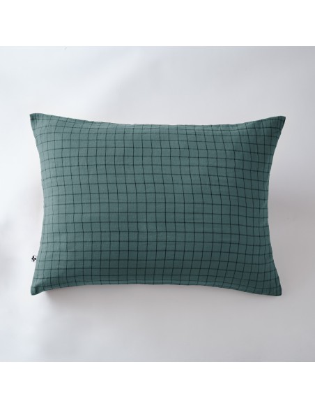 Taie d'oreiller Tissé-teint petits carreaux Déco "Gaïa Mix" 50 x 70 cm Gaze de Coton l'Effet Papillon