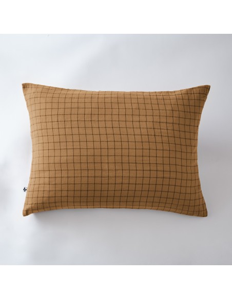 Taie d'oreiller Tissé-teint petits carreaux Déco "Gaïa Mix" 50 x 70 cm Gaze de Coton l'Effet Papillon