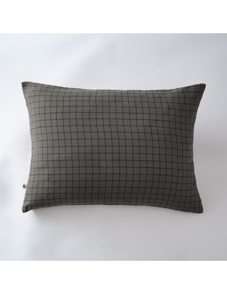 Taie d'oreiller Tissé-teint petits carreaux Déco "Gaïa Mix" 50 x 70 cm Gaze de Coton l'Effet Papillon