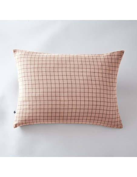 Taie d'oreiller Tissé-teint petits carreaux Déco "Gaïa Mix" 50 x 70 cm Gaze de Coton l'Effet Papillon