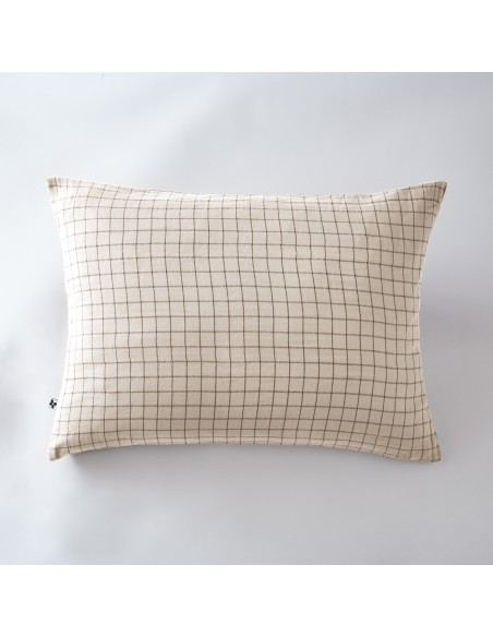 Taie d'oreiller Tissé-teint petits carreaux Déco "Gaïa Mix" 50 x 70 cm Gaze de Coton l'Effet Papillon