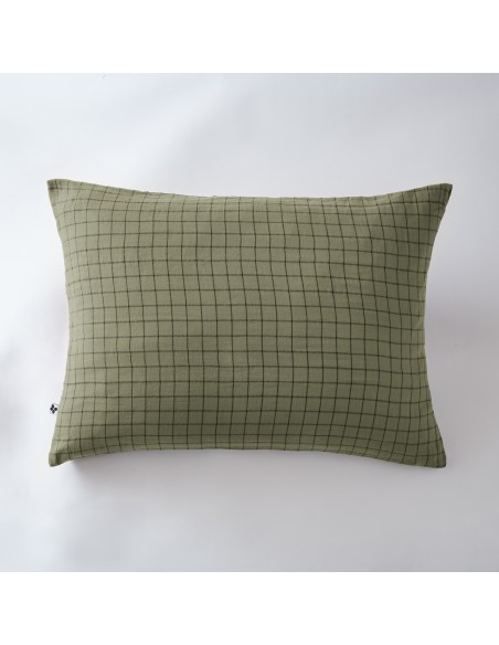 Taie d'oreiller Tissé-teint petits carreaux Déco "Gaïa Mix" 50 x 70 cm Gaze de Coton l'Effet Papillon