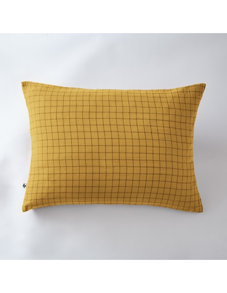 Taie d'oreiller Tissé-teint petits carreaux Déco "Gaïa Mix" 50 x 70 cm Gaze de Coton l'Effet Papillon