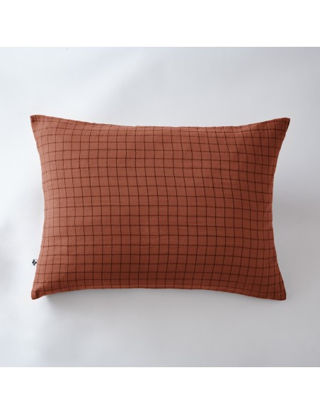 Taie d'oreiller Tissé-teint petits carreaux Déco "Gaïa Mix" 50 x 70 cm Gaze de Coton l'Effet Papillon