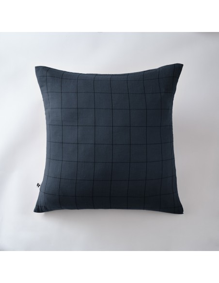 Taie d'oreiller Tissé-teint grands carreaux Déco "Gaïa Match" 60 x 60 cm Gaze de Coton l'Effet Papillon
